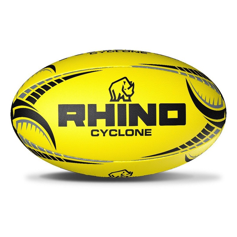 Rhino Cyclone Rugby Ball, Fluo Yellow, Size 4