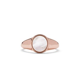 Pura Vida Rose Gold-Plated Mother of Pearl Signet Ring - Brass Band Design - Size 9