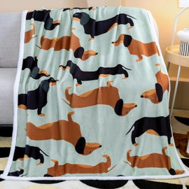 Famitile Dachshund Blanket, Weiner Dog Blankets, Weiner Dog Gifts for Women, Dachshund Stuffed Animal Pattern Blanket for Dogs Lovers (Dachshund 1, 47" x 60")