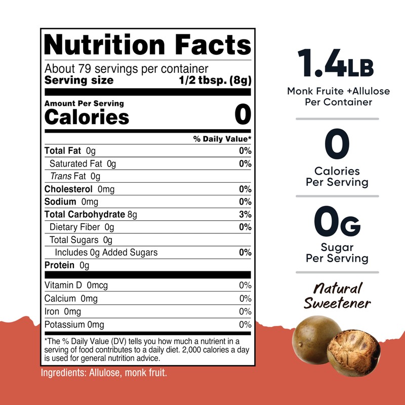Nutricost Pantry Monk Fruit With Allulose (1.4 Pounds) - Nautral