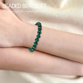 10mm Natural Beads Bracelet for Women Men Healing Anxiety Bracelet for Women Bring Prosperity Luck and Health (Malachite)