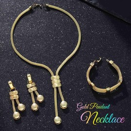 CLOACE Gold Long Choker Necklace Set Punk Cuban Y-Necklaces and Bracelet Fashion Chain Jewelry Accessories for Women (G-3)