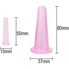 WaigN 4Pcs Pink Facial Cupping Therapy Set Anti Cellulite Silicone Vacuum Cupping Cups for Face and Eye Cupping Massage, Massage Tools and Equipment, Back Massagers