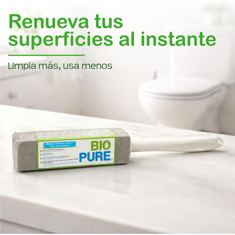 BIOPURE Piedra pómez con agarradera para limpiar el baño. (24cm