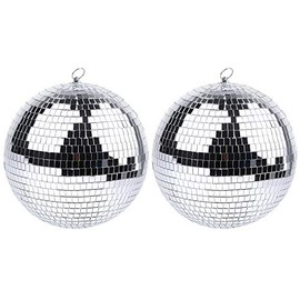 Boshen 2 Pack 10" Disco Mirror Ball Light for Party Xmas DJ Stage Lighting Effect