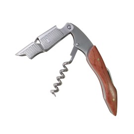BVEKWVIW Stainless Steel Professional Corkscrew for Bartenders, Bar Restaurant Waiters, Sommelier, Bottle Opener, 3-in-1 Wine Key Tool With Foil Cutter & Dual Hinge Fulcrum (Naturalwood)