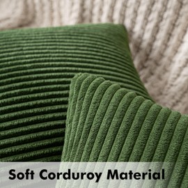 MIULEE Set of 2 Corduroy Cushion Covers, Decorative Cushion Covers, for Sofa, Armchair, Home and Bedroom Decoration, 40 x 40 cm, Matcha Green