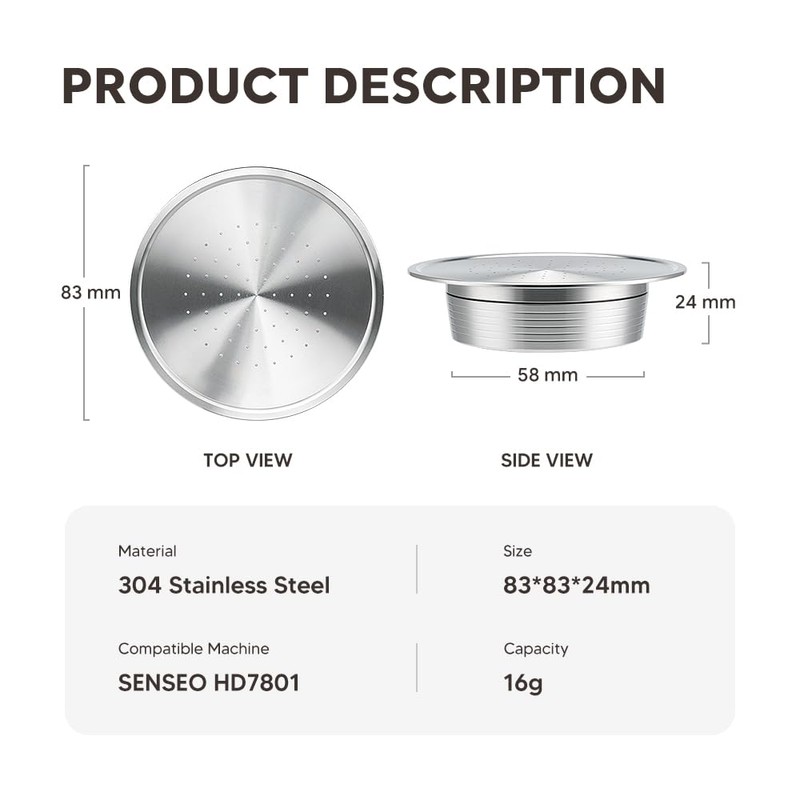 Espresso Reusable Pod Coffee Capsules for Senseo HD7801,Stainless Steel Phillips