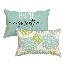 Artoid Mode Green Dahlia Flowers Spring Cushion Covers Set of 2 30 x 50 cm Decorative Cushion Cover Couch Living Room Outdoor Decoration