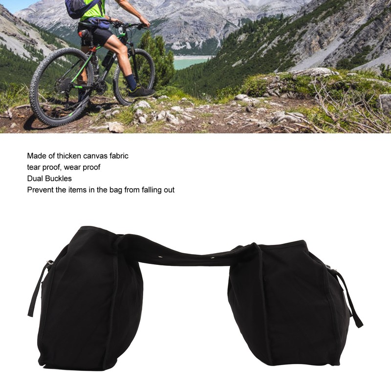 Bicycle Bike Rear Seat Carrier Bag Canvas Cycling Double Bags