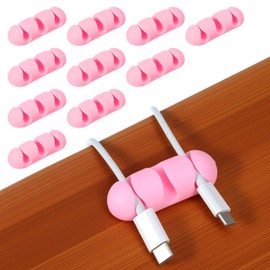 10PCS Cord Organizer, Ideal Desk Organizer Wire Keeper, Desk Phone Charger Cable Management, Cable Management Cord Organizers, Wire Organizers for Home, Office (3 Slots)(Pink)