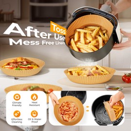 400Pcs Air Fryer Paper Liners Disposable, 8 Inch Max Xl Large Cooker Air Fryer Disposable Paper Liners, Oil Proof Parchment Sheets Round Basket Bowl Liner for Baking Cooking Food