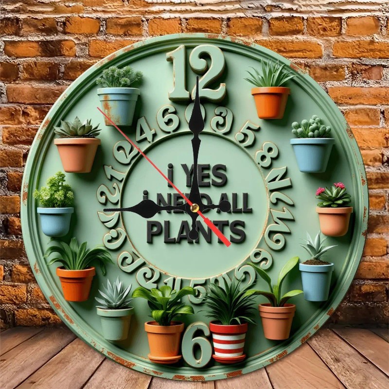 25x25cm Wooden Wall Clock with a Sliding Barn Door Style