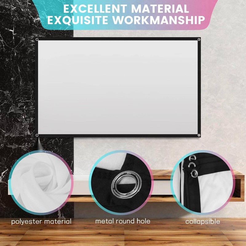 Portable Projector Screen for Home Theater Outdoor HD White Foldable