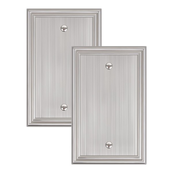 TREEWELL 2-Pack Single Blank Wall Plates, Durable Solid Zinc Alloy
