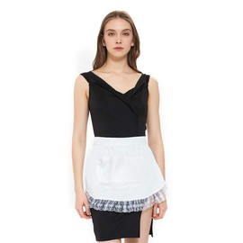 TopTie White Waist Apron with Pocket, Christmas Cute Half Apron for Women, Great for Cooking Gardening