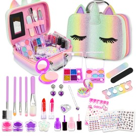 CYZAM Kids Washable Makeup Girl Toys, Real Make Up Set, Little Girls Makeup Kit with Unicorn Bag for Toddler Kid Children Princess, Christmas Birthday Gift Toys for Girl 8 9 10 11 12 Year Old