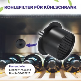 VIOKS Carbon Filter Pack of 2 Activated Carbon Filters Replacement for Liebherr 7433243 51 mm Diameter & Liebherr Fridge Freezer Combination Filter for Wine Fridge Bosch