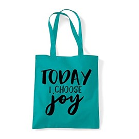 Miammo Today choose joy [CM17PMR] positive statement tote shopping bag - Emerald