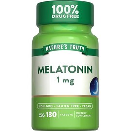 Nature's Truth Melatonina 1 mg | 180 tabletas | 100% libre de drogas | Suplemento vegano, sin OMG y sin gluten