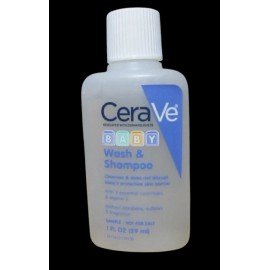 CeraVe Baby Wash & Shampoo Travel Size 1 fl oz 29mL No Parabens, Sulfates, Scent - 1