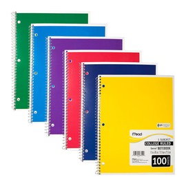 Mead Spiral Notebook, College Ruled, 1 Subject, 8.5 x 11, 100 Sheets, Assorted Colors (06622)