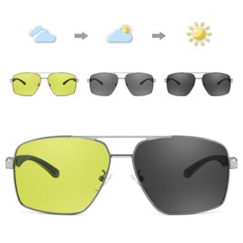 FEISEDY Polarized Photochromic Sunglasses for Men Women, Day Night Driving Safety Glasses B4144