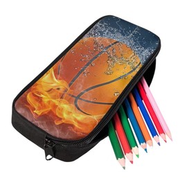 chaqlin Large Capacity Pencil Case for School Office Students Pencil Case, Sports basketball, coin purse