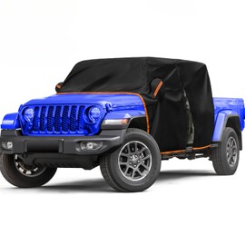 AUPZIMI Gladiator Cab Cover for Jeep Gladiator Cab Cover 4 Door 2020-2025 UV Resistant with Zipper 6 Gust Hooks Half Cover Protect from Sunshine, Snow, Rain, Scratch Resistant Black