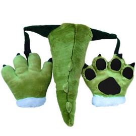 TINTON LIFE 3 Pack Fluffy Dinosaur Cosplay Costume Set Soft Plush Animals Ears Headband Tail Paws
