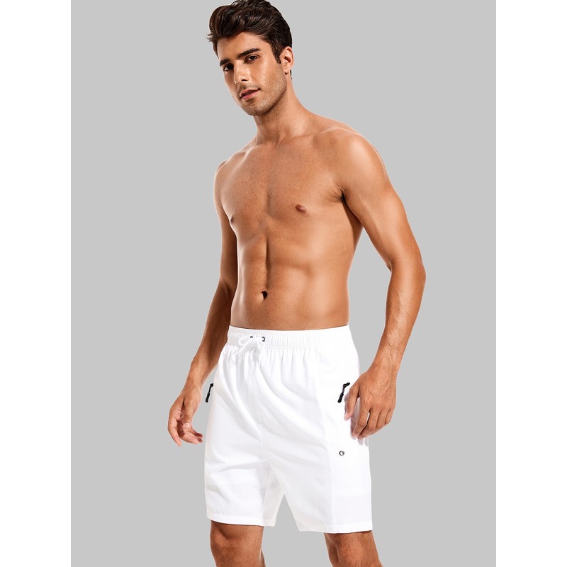 SILKWORLD Mens Swim Trunks with Compression Liner 7 Inch Quick