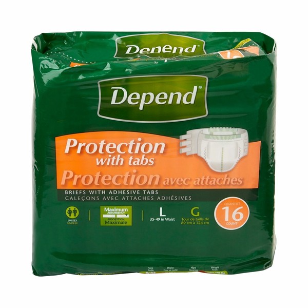 Depend Adult Brief Large / X-Large Heavy Absorbency, 35458 - Pack of 16