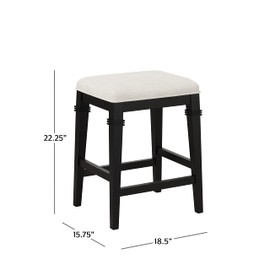 Hillsdale, Arabella Wood Backless Counter Height Stool with Tapered Legs, Wire Brush Black