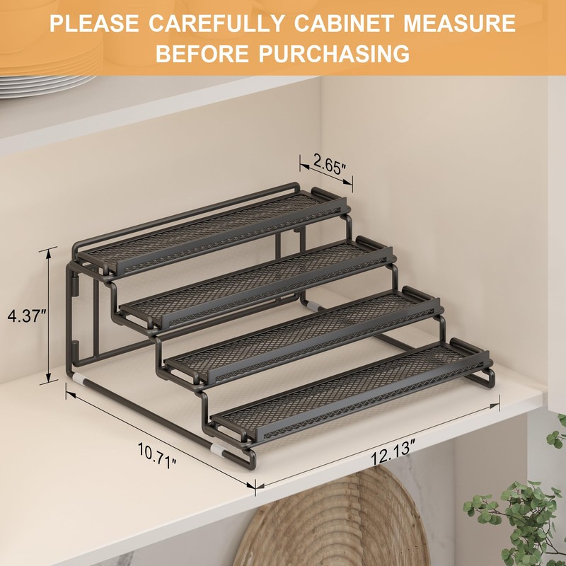 LUHENPING 4 Tier Spice Rack Organizer for Cabinet - Black