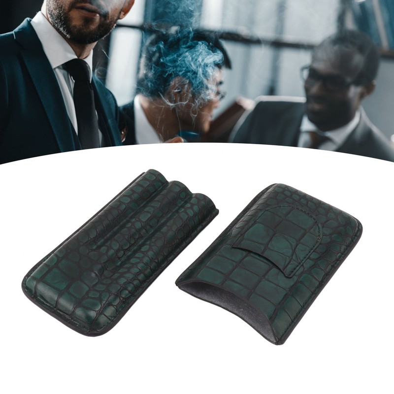 Artificial Leather Cigar Case Portable Lightweight Waterproof 3 Fingers Humidor
