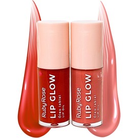 Ruby Rose Lip Glow Kit 2 Lip Oil Hidratación y Brillo Natural Color Ligero Larga Duración Textura Suave Cruelty Free Sin Parabenos Gluten Free