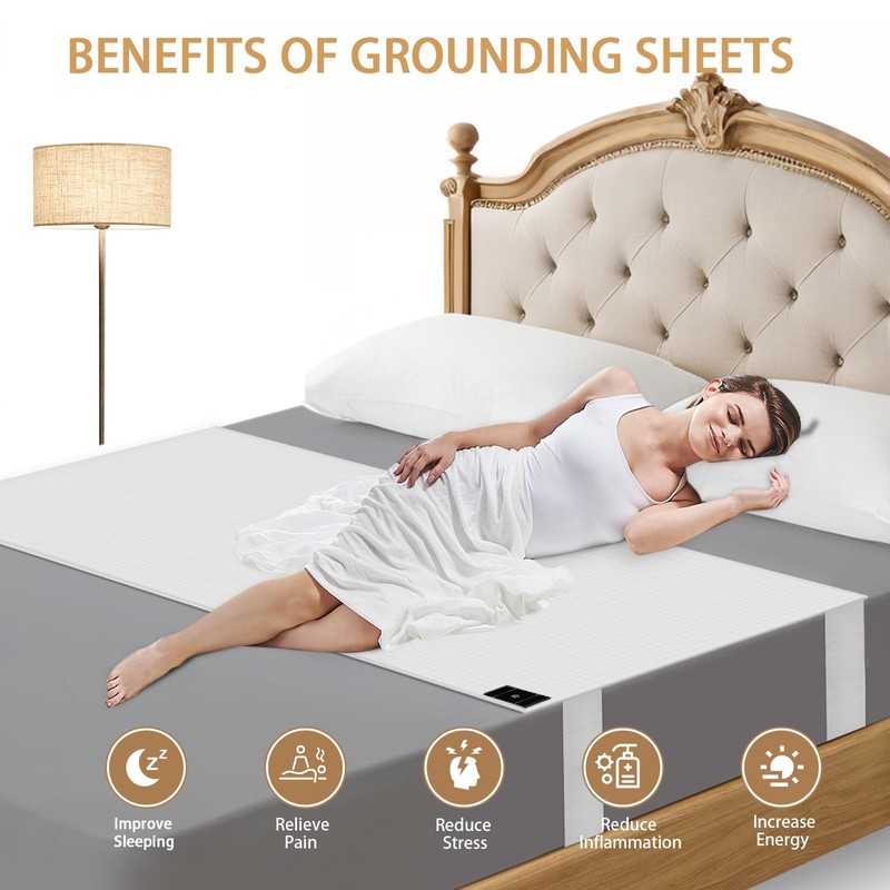 Grounding Sheets Queen, Grounding Bed Sheets for Grounding with 10%