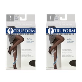 Truform Compression 8-15 mmHg Sheer Pantyhose Black, X-Tall, 2 Count (1765BL-XT 2PK)