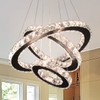 diisunbihuo Dimmable Black Modern LED Crystal Chandeliers 3 Rings Pendant