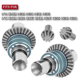 RC Front Rear Differential & Input Gear Upgrades Part for 1/14 H14BM 14209 14210 14301 14303 1/16 H16BM H16PL H16GT H16DR 16207 16208 16209 16210,BRCatWPark Steel Front & Rear Diff Set,Titanium