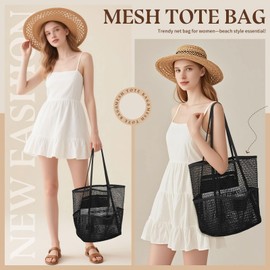 SUIKIHUM Beach Tote Bags for Womens, Causal Pool Bags for Mom Travel Swimming Vacations Beach Essentials Family Picnic, Black