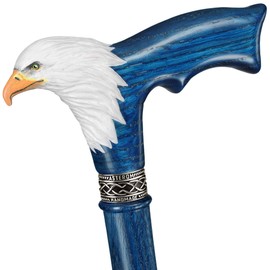 Asterom Hand-Painted Wooden Carved Walking Cane for Men - Bald Eagle - Unique Wood Cane Stylish Walking Stick