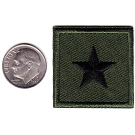 1 Star Black on OD Green 1.25" collar patches SMALL