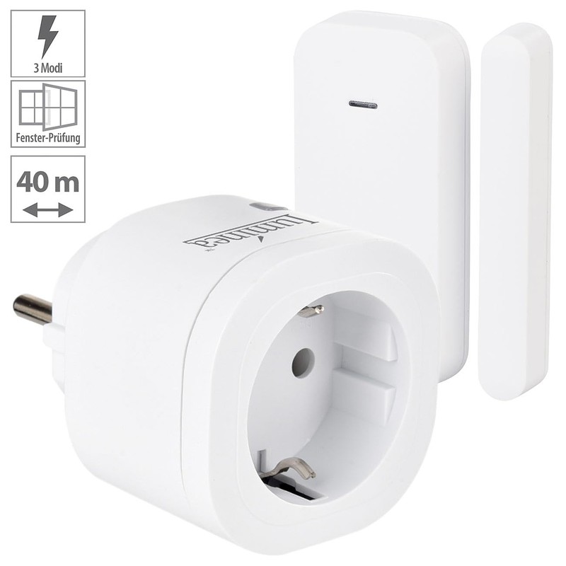Luminea Window Contact Switch: Wireless Socket with Door & Window