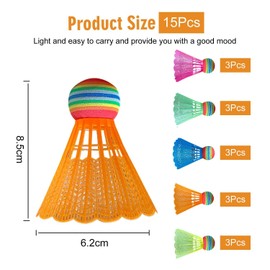 UBSIUH 15 Pieces Of Colored Plastic Badminton, Colored Creative Badminton, Durable Badminton, Badminton Replacement, Badminton For Children Beginners And Professionals.