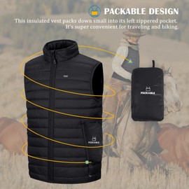 33,000ft 33,000ft Men's Lightweight Gilet, Packable Quilted Puffer Padded Vest Outerwear, Body Warmer Windproof Sleeveless Jacket for Golf Running Hiking Horse Riding Black XL