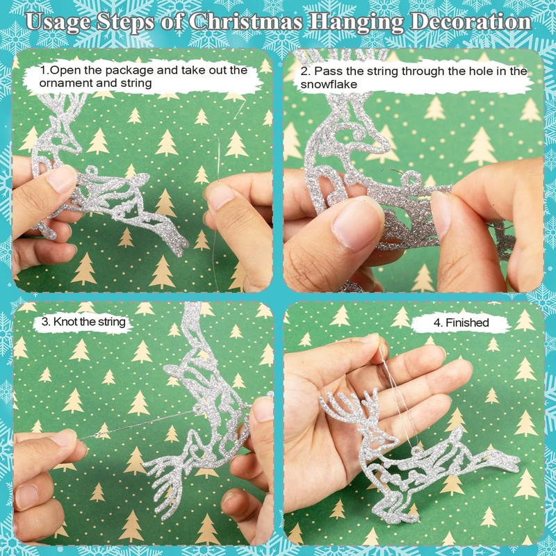 Christmas Tree Decorations, Snowflake Christmas Tree Pendant Hanging Ornaments, Reusable