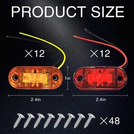 BEVBBJOA 24 Pcs LED Marker Lights Truck Trailer Side Marker Lights 2.6 Inch Waterproof Signal Lights Diode Oval Trailers Commercial VehiclesCamper Accessories
