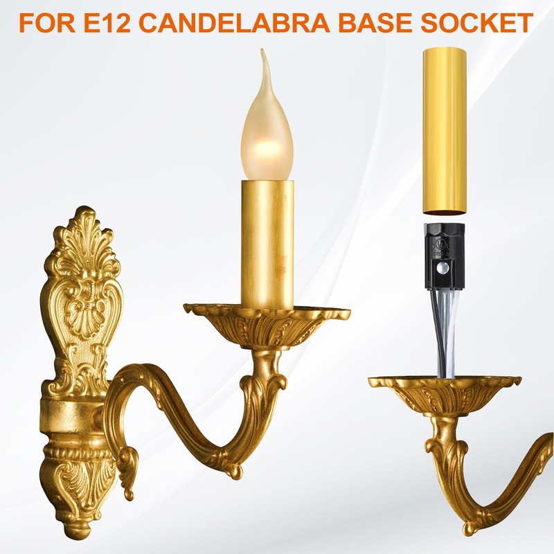 PATIKIL 5" Tall Candle Covers Sleeves, 10Pcs Metal E12 Chandelier