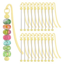 PATIKIL Beadable Bookmarks, 20 Pcs Beaded Bookmark DIY Metal Blank Bar Bulk for Bookmark DIY Making Craft, Beading Pendant Charm, Candy Yellow